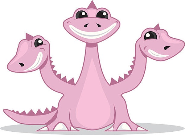 Three Headed cute cartoon style Hydra.