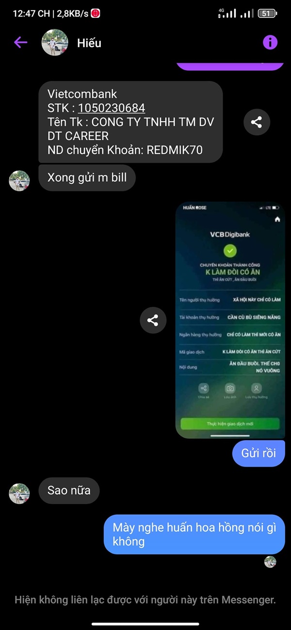 meme chuyển khoản không làm mà đòi có an