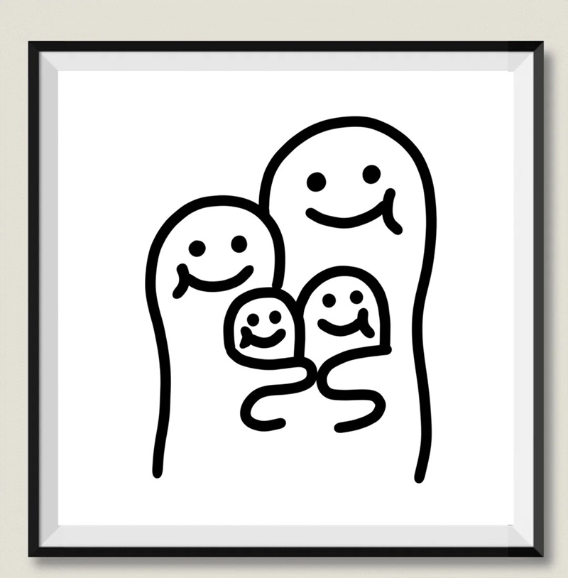 tranh vẽ gia đình 4 người đơn giản 15