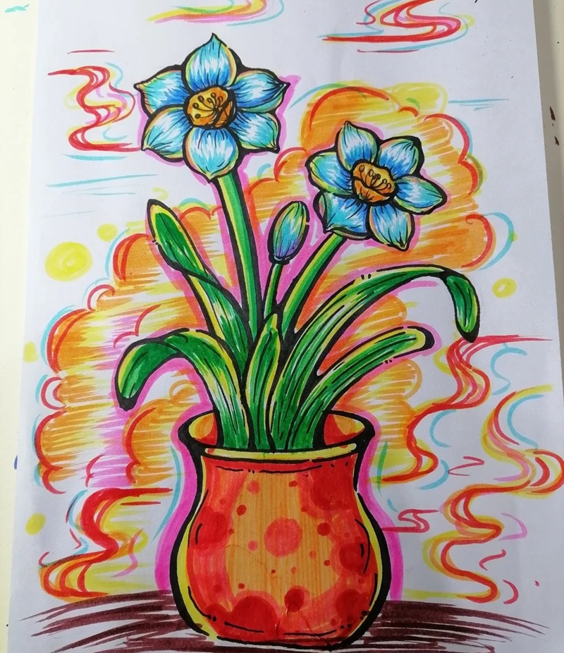 vẽ bình hoa lớp 6 4