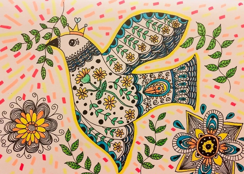 vẽ chim bồ câu hòa bình 10