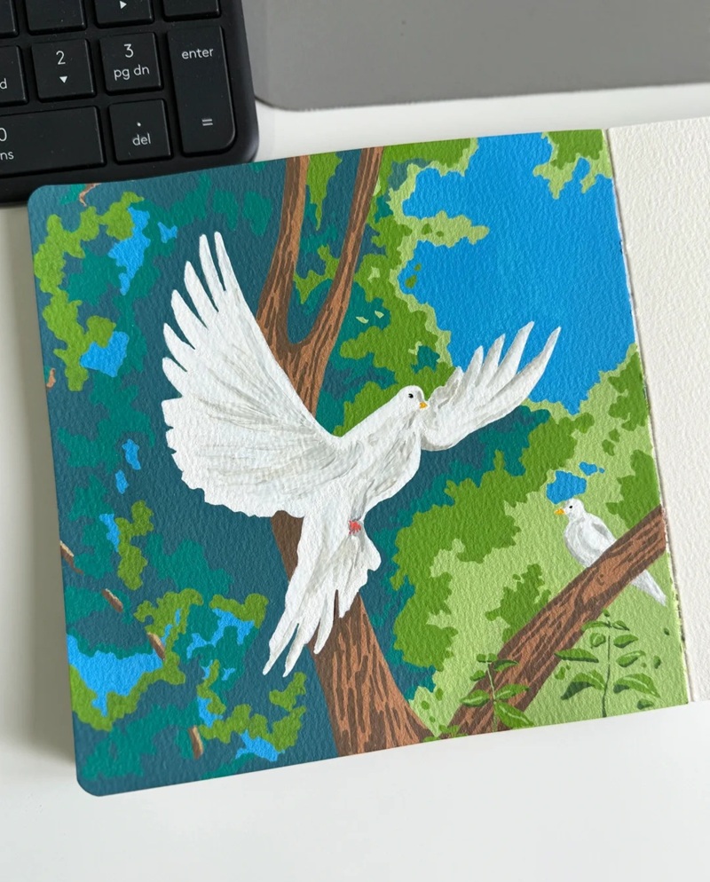 vẽ chim bồ câu hòa bình 15