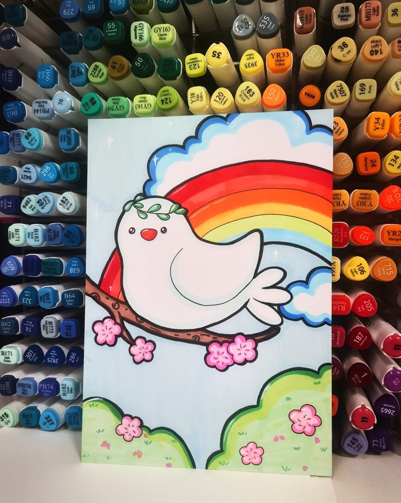 vẽ chim bồ câu hòa bình 16