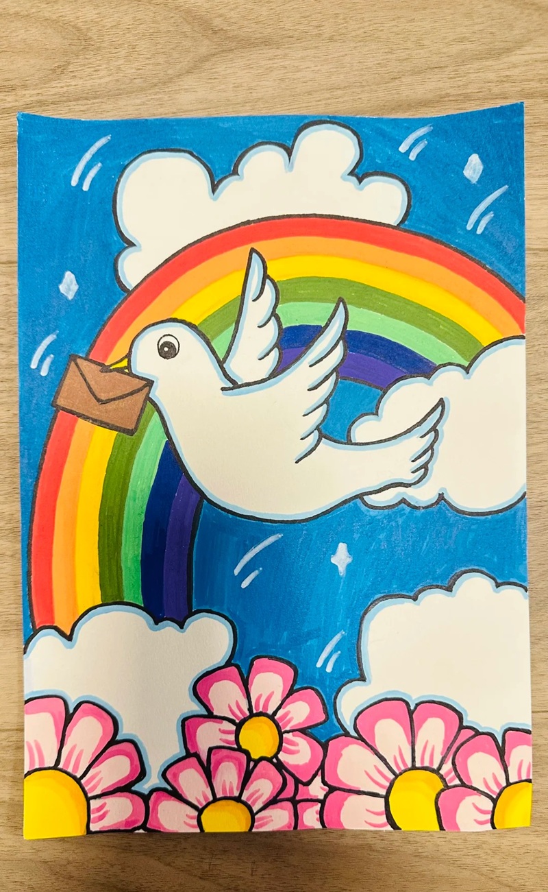 vẽ chim bồ câu hòa bình 21