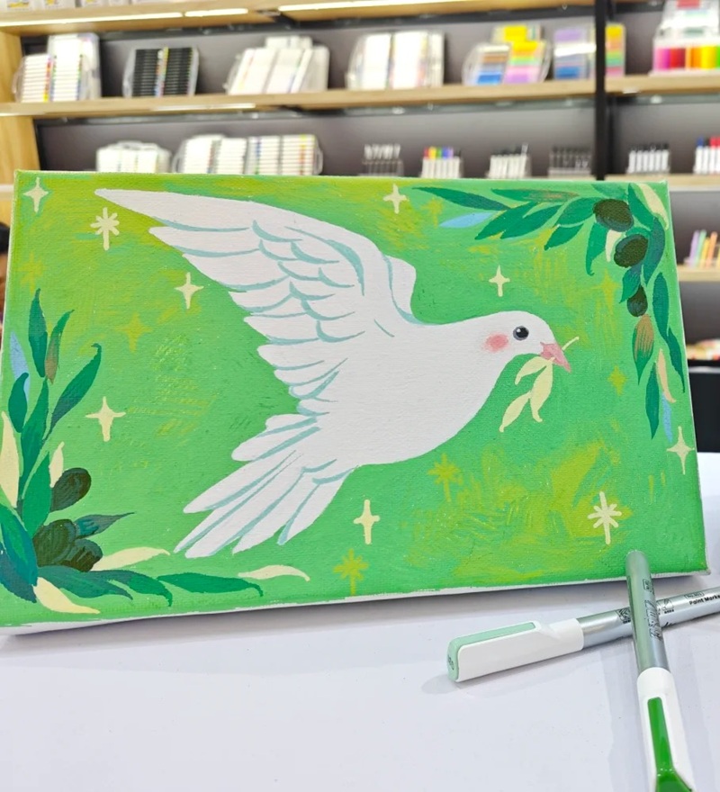 vẽ chim bồ câu hòa bình 4