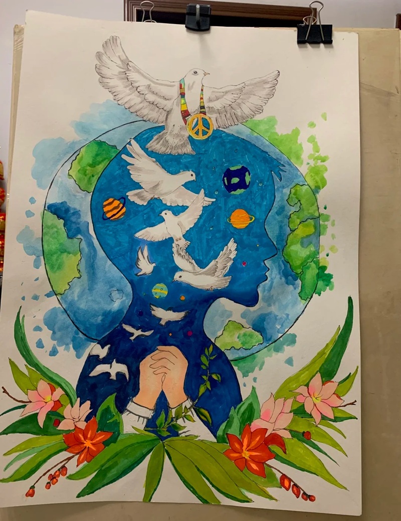 vẽ chim bồ câu hòa bình 7