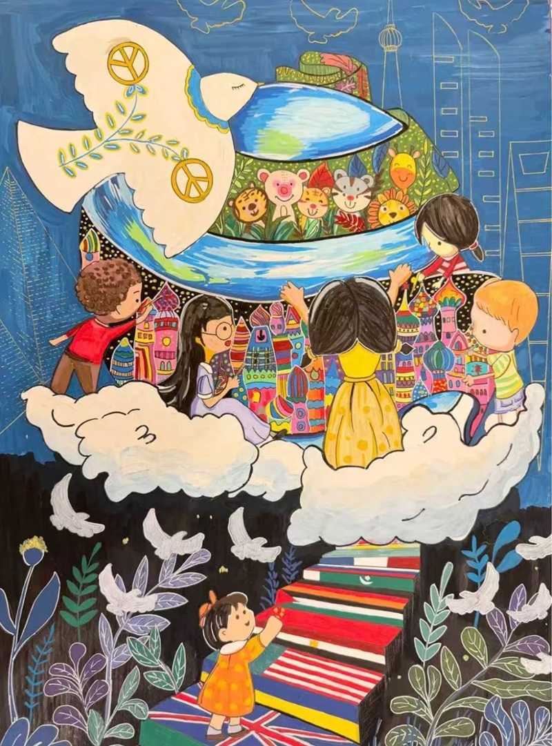 vẽ chim bồ câu hòa bình 9