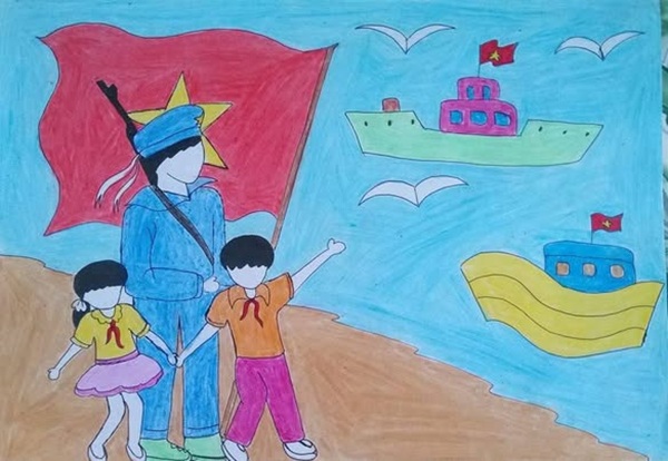 vẽ chú bộ đội lớp 1 4