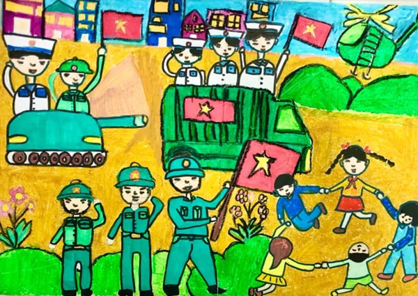 vẽ chú bộ đội lớp 5​ 23