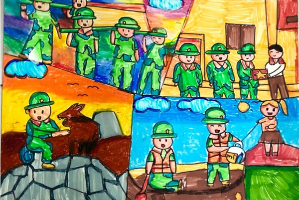 vẽ chú bộ đội lớp 5​ 26