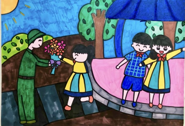 vẽ chú bộ đội lớp 5​ 33