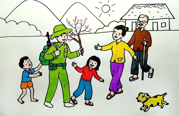 vẽ chú bộ đội lớp 5​ 4