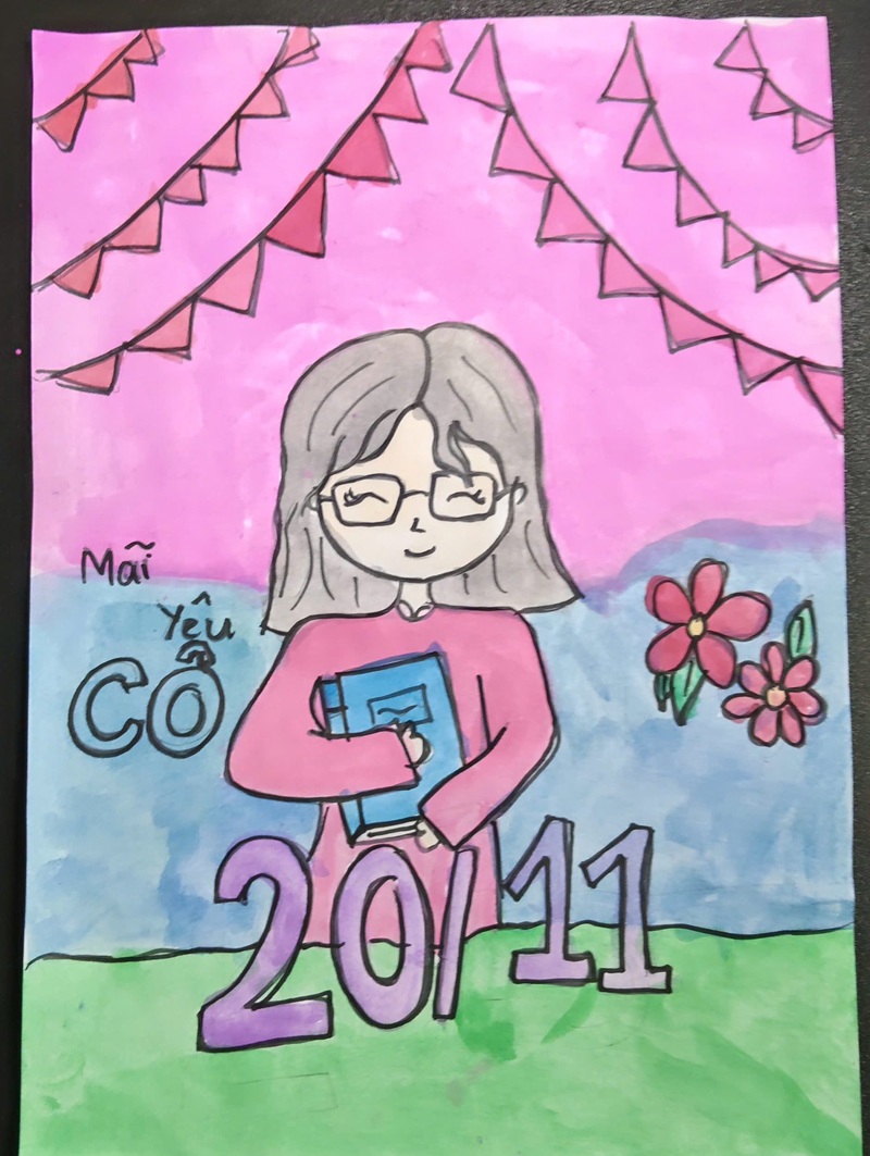 vẽ cô giáo chibi 3