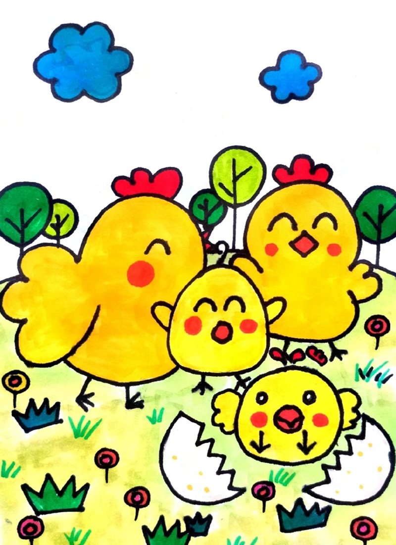 vẽ con gà chibi 16