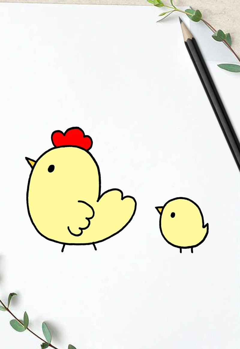 vẽ con gà chibi 7