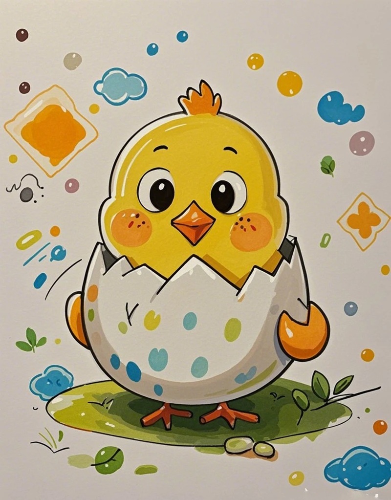 vẽ con gà con​ 10