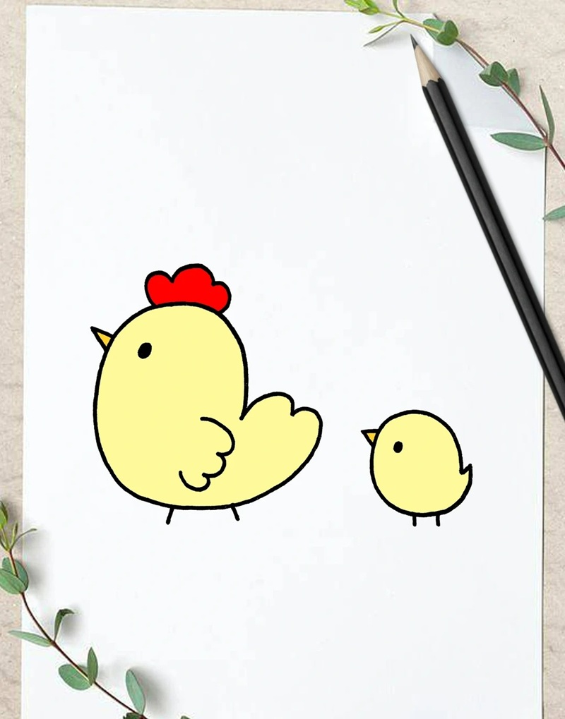 vẽ con gà mái​​ 10