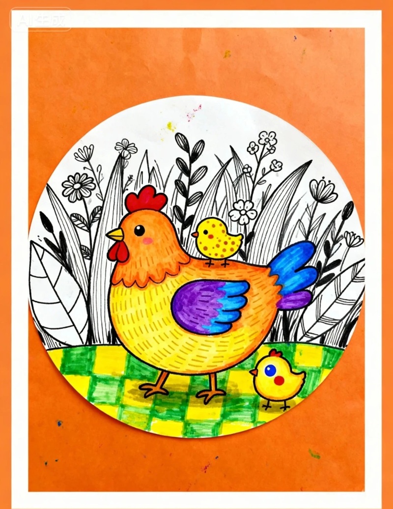 vẽ con gà mái​​ 14