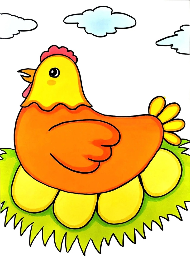 vẽ con gà mái​​ 3