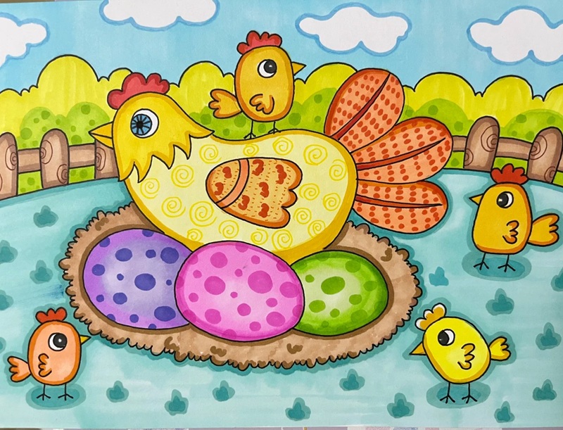 vẽ con gà mái​​ 38