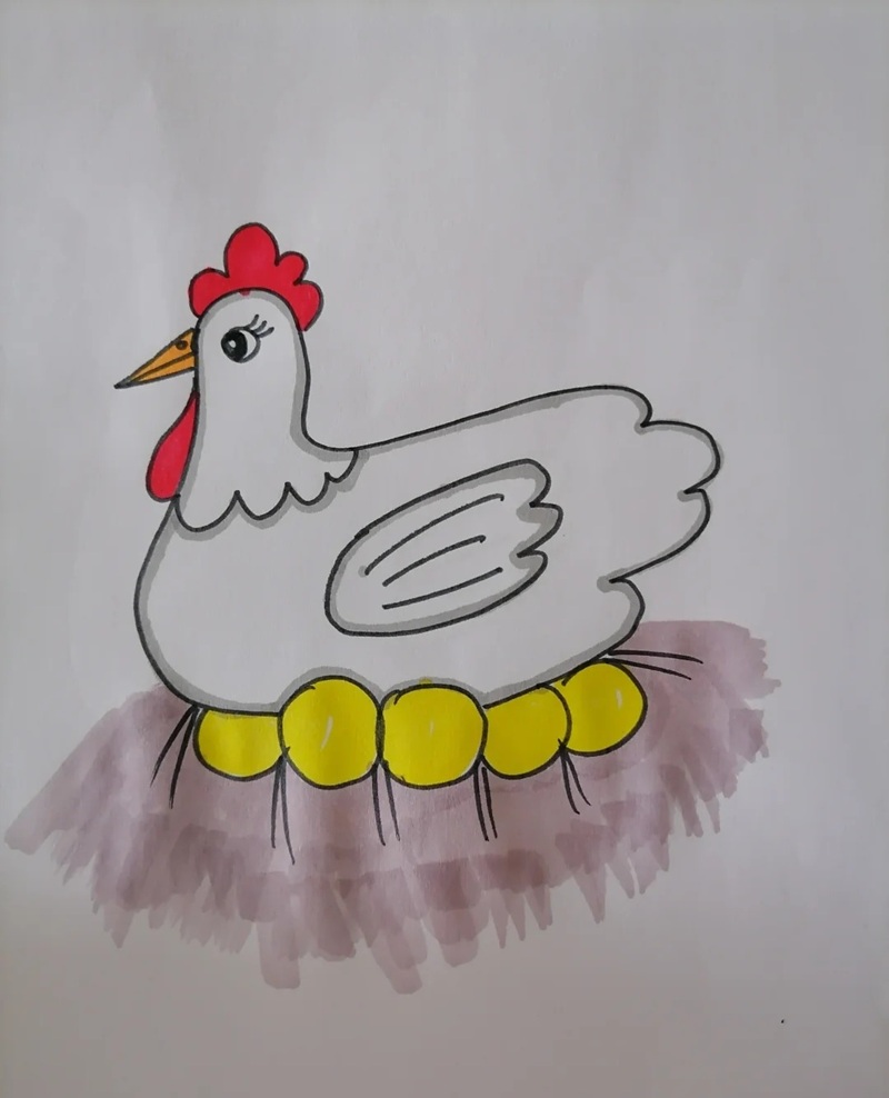 vẽ con gà mái​​ 5