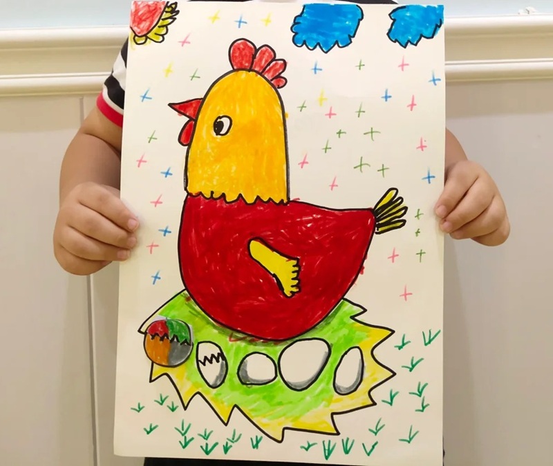 vẽ con gà mái​​ 8