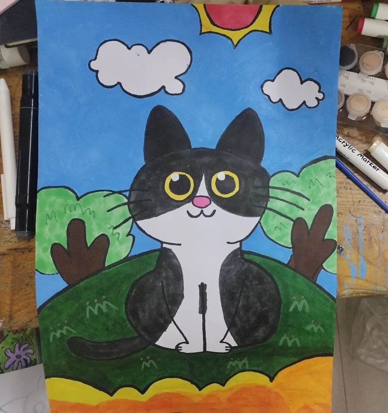 vẽ con mèo chibi 14