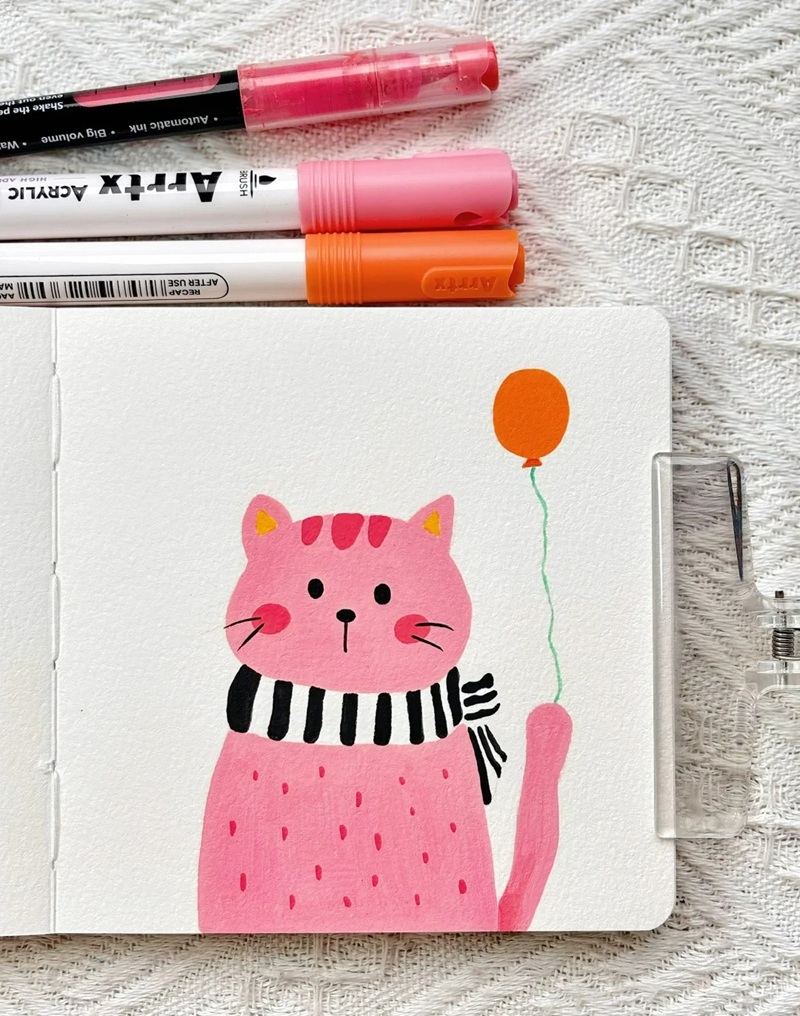 vẽ con mèo chibi 4