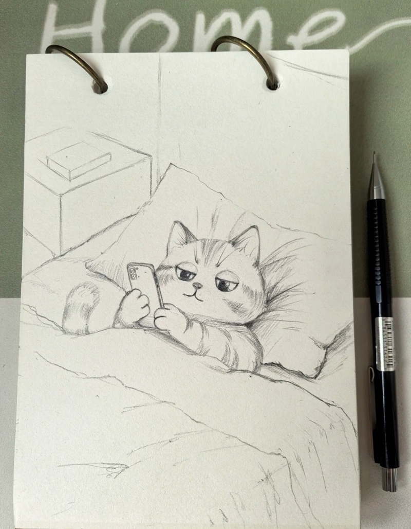 vẽ con mèo đơn giản 16