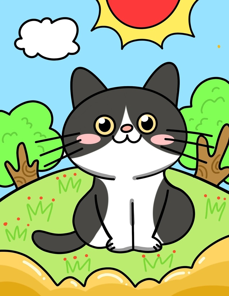 vẽ con mèo đơn giản 21