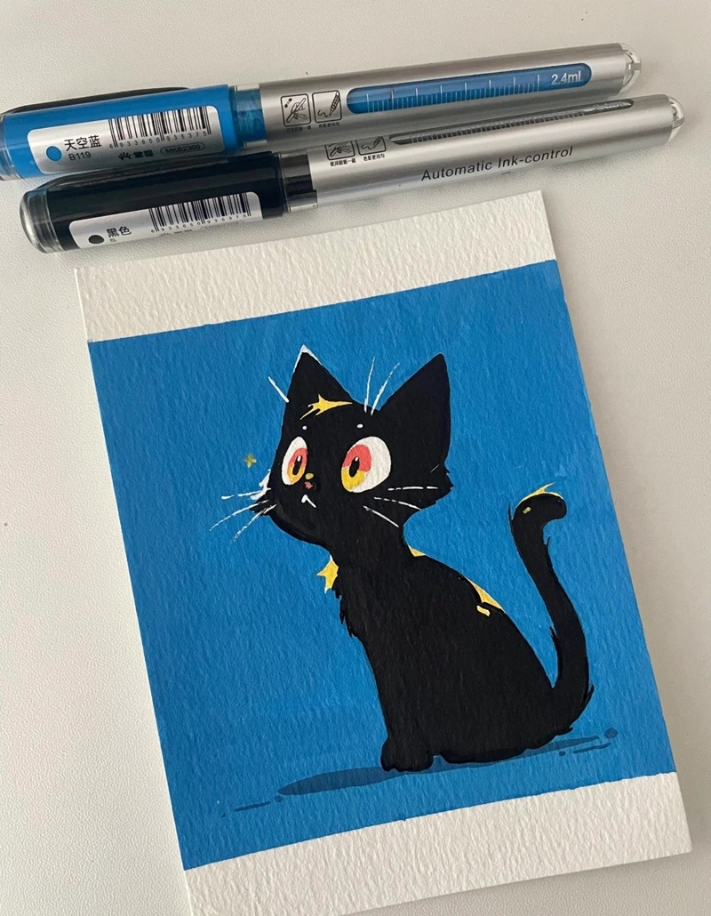 vẽ con mèo đơn giản 9