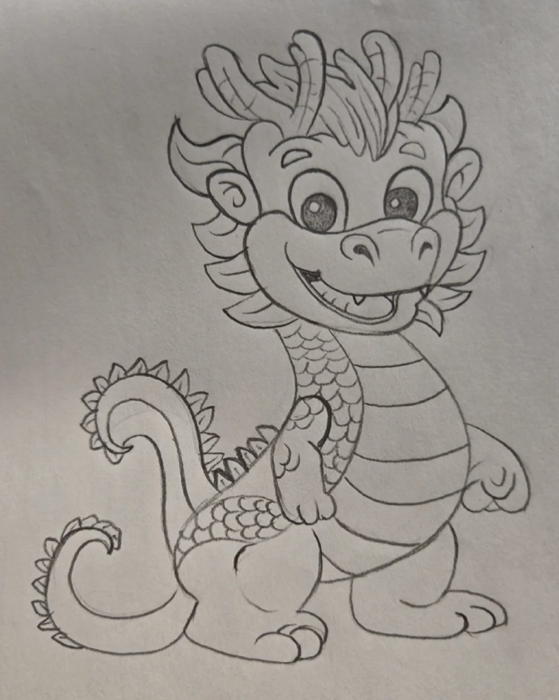 vẽ con rồng đơn giản​ 13