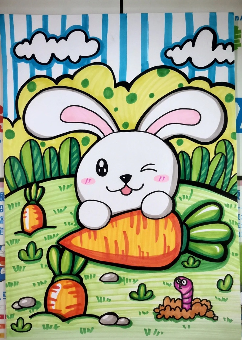 vẽ con thỏ đơn giản 4