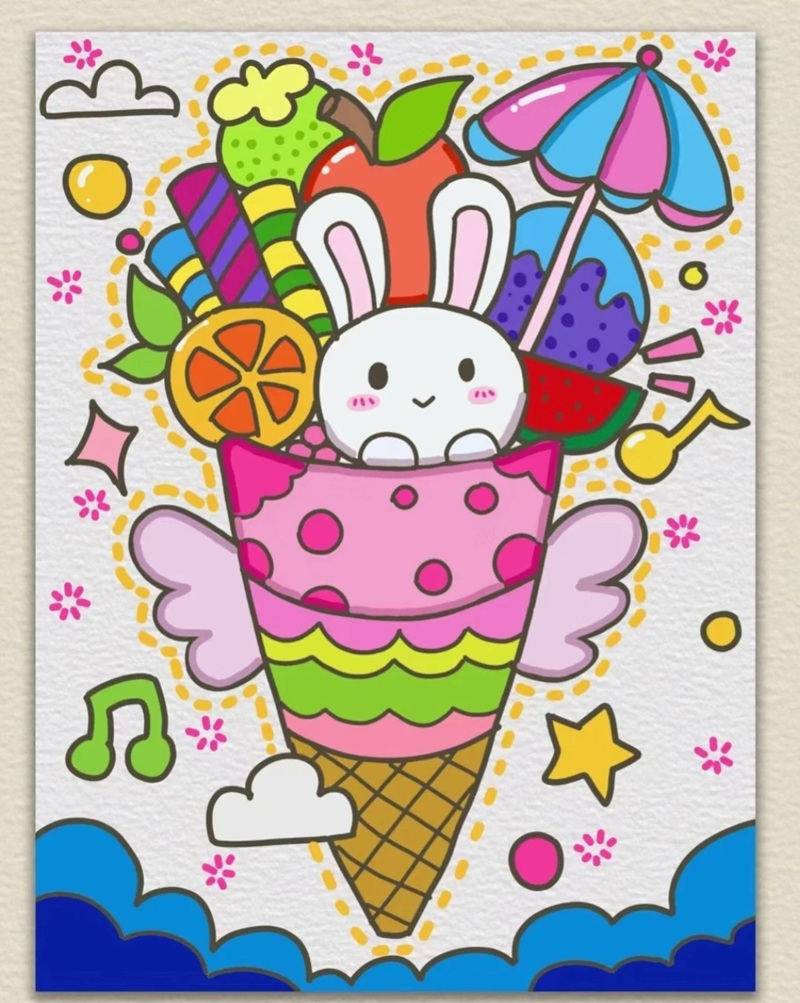 vẽ con thỏ đơn giản 8