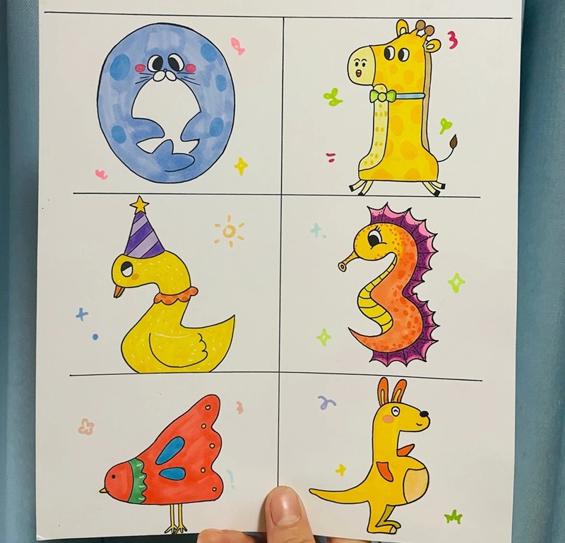 vẽ con vật bằng số 2