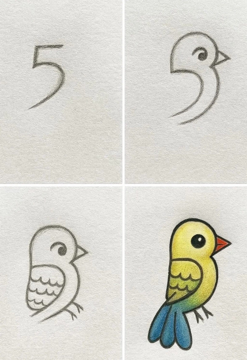 vẽ con vật bằng số 34