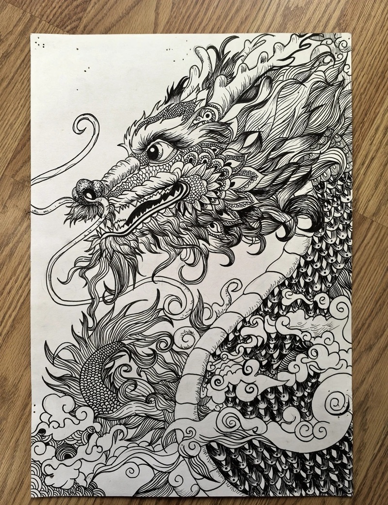 vẽ đầu rồng 3