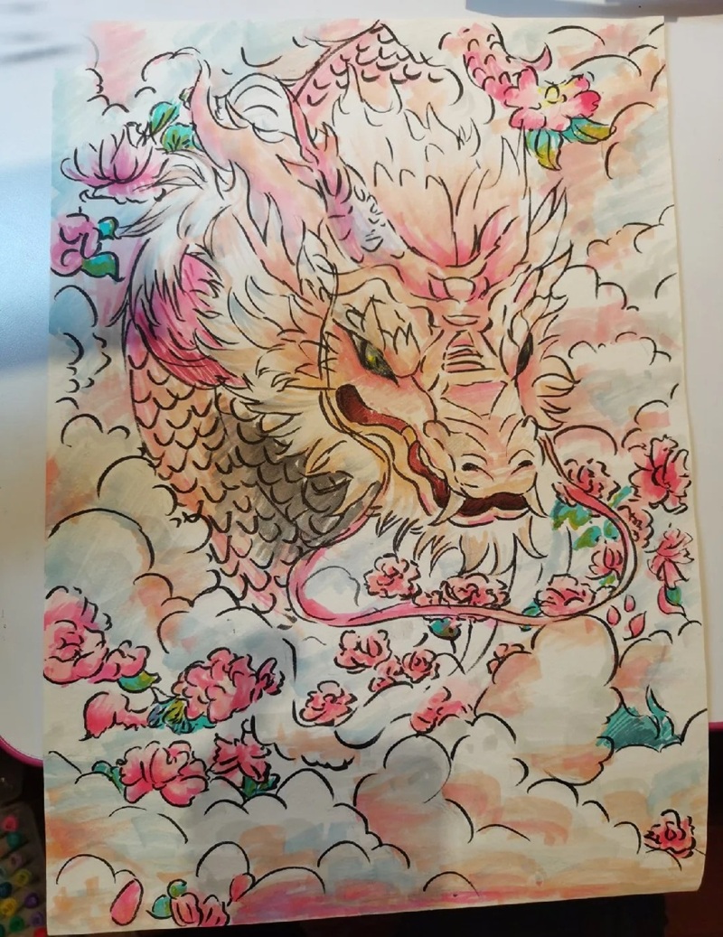 vẽ đầu rồng 7