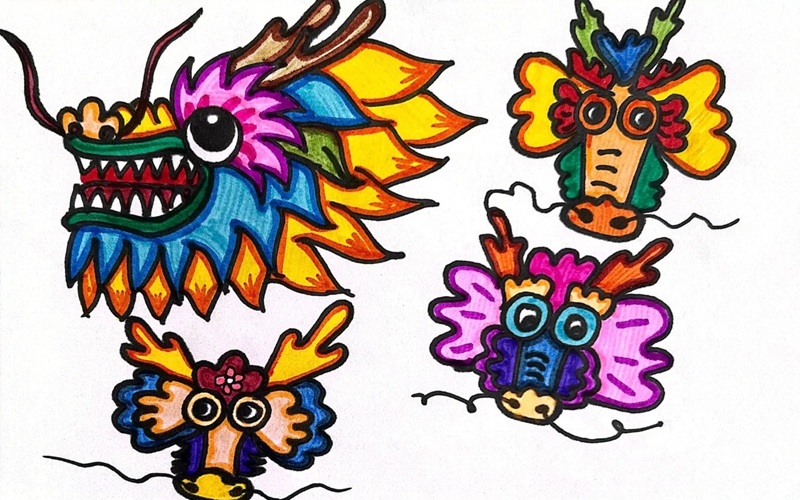 vẽ đầu rồng 8