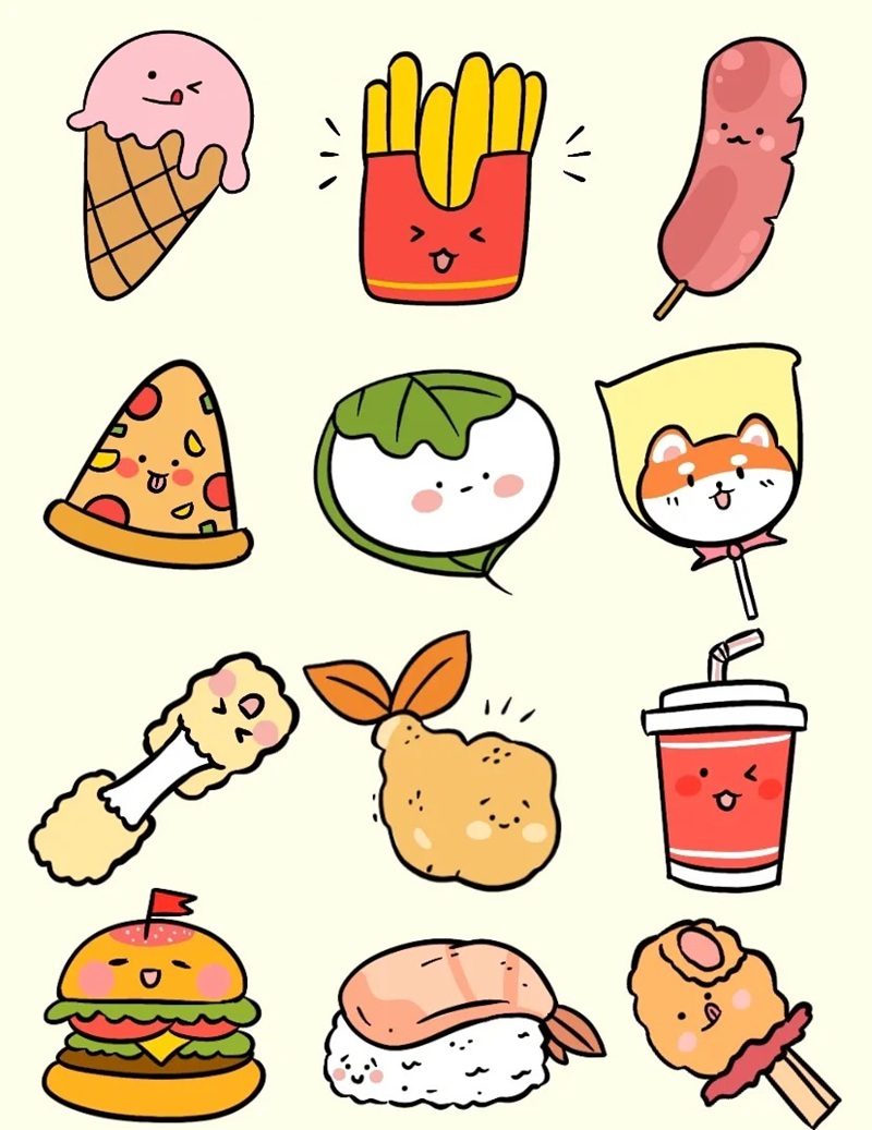 vẽ đồ ăn chibi 34