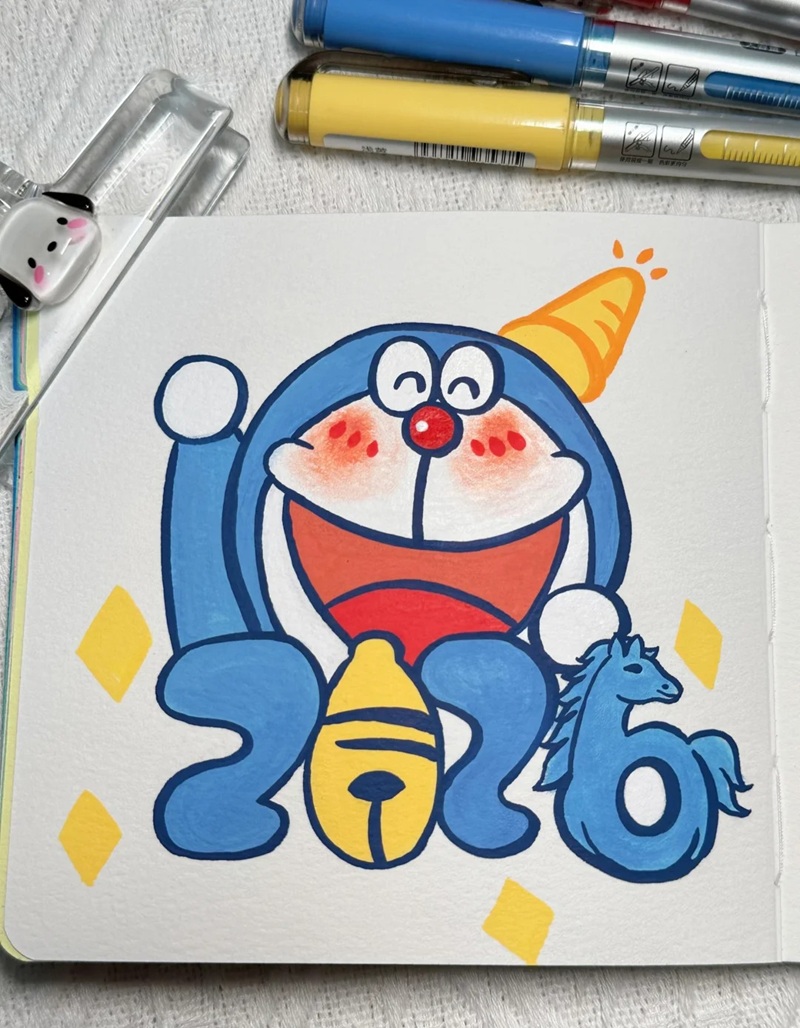 vẽ doraemon chibi​ 2