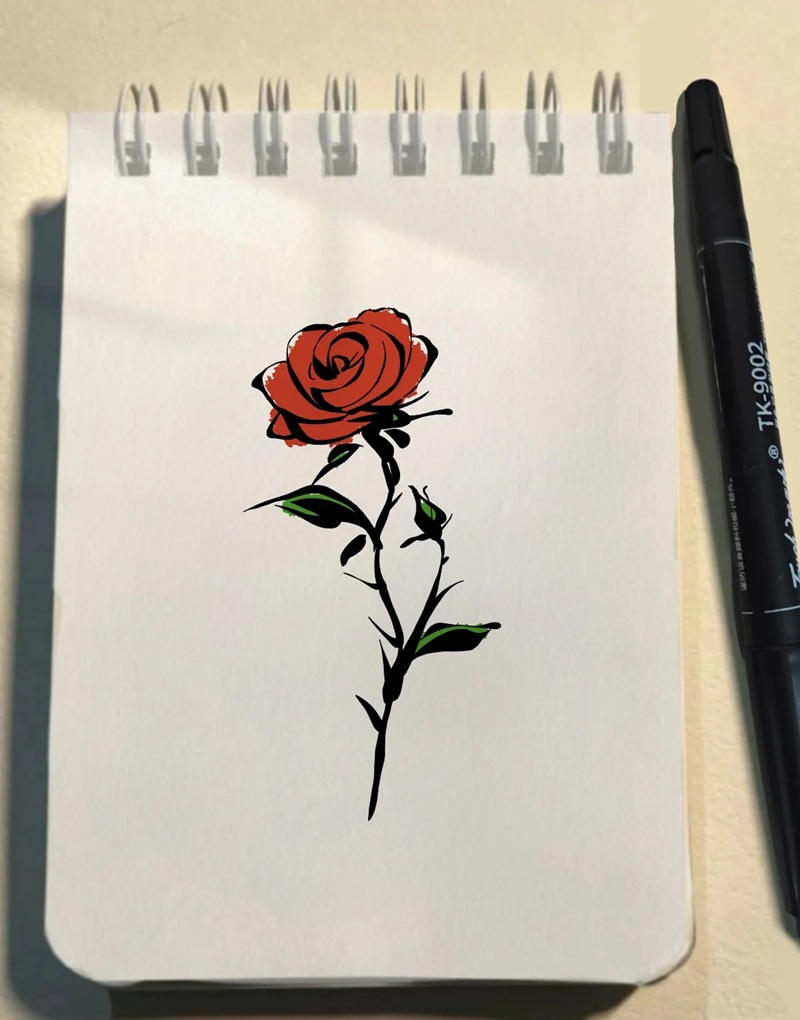 vẽ hoa hồng đơn giản 23