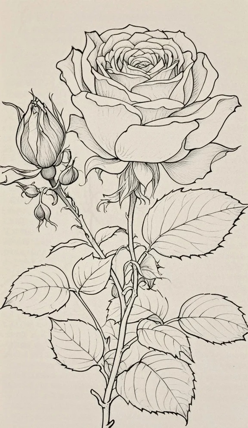 vẽ hoa hồng đơn giản 30