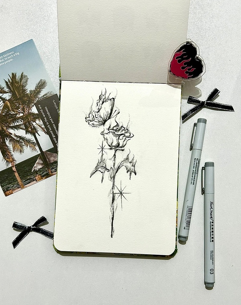 vẽ hoa hồng đơn giản 31