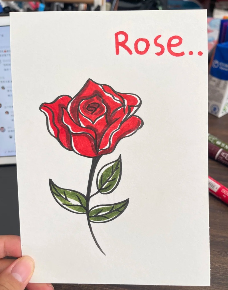 vẽ hoa hồng đơn giản 34