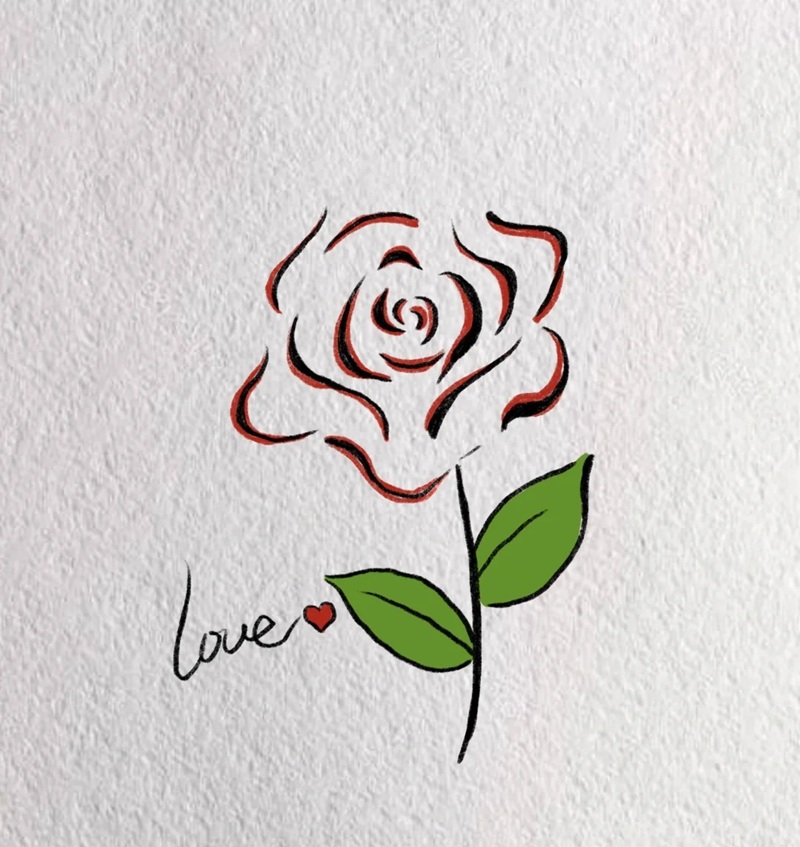 vẽ hoa hồng đơn giản 38