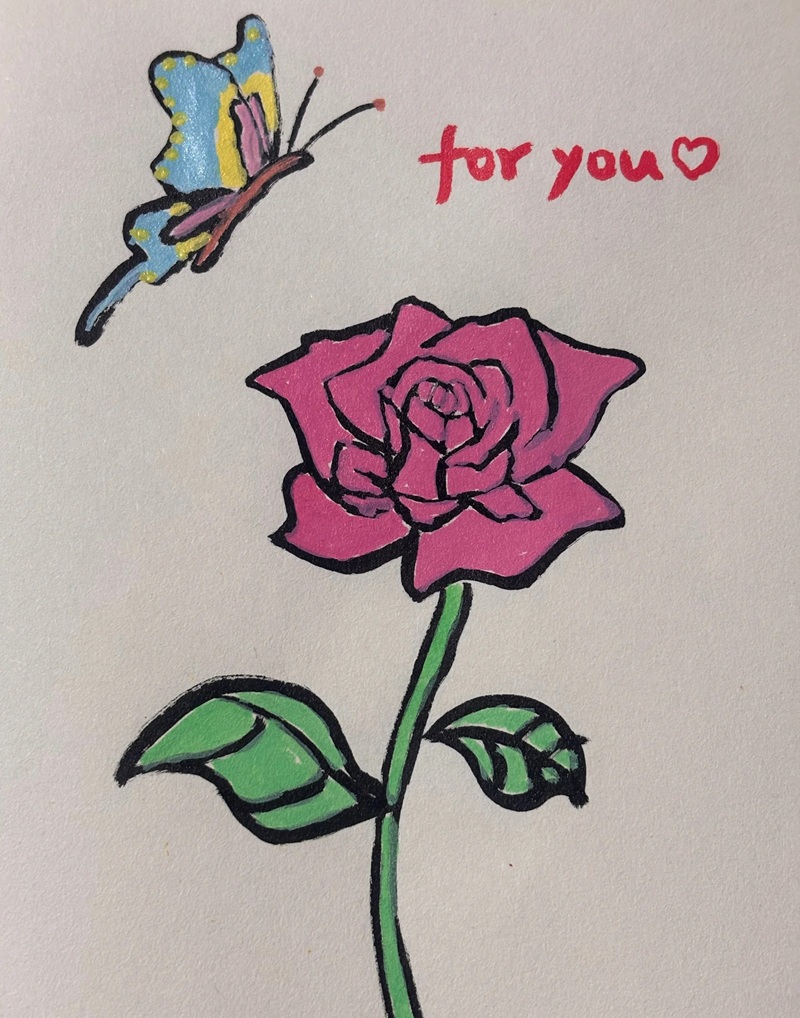 vẽ hoa hồng đơn giản 8