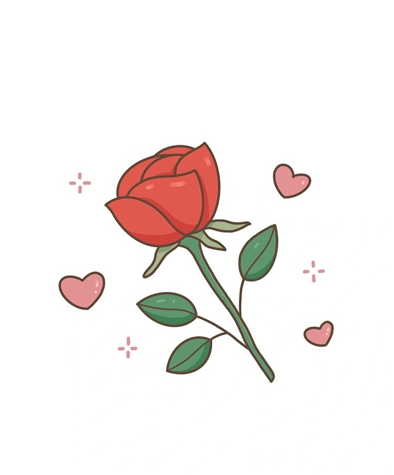 vẽ hoa hồng đơn giản 9