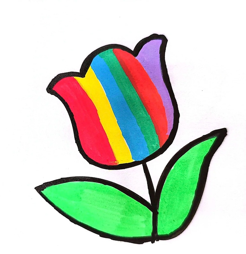 vẽ hoa tulip đơn giản​ 10