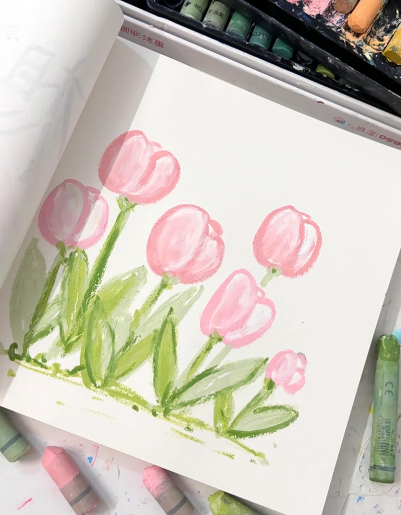 vẽ hoa tulip đơn giản​ 12